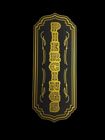 Gold Engraving on Black — Tattoo & Piercing